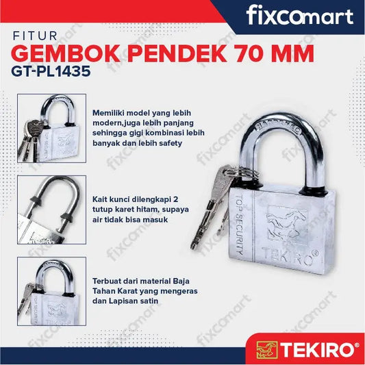 Kunci Gembok Pendek 70 mm / Gembok Tekiro FIXCOMART