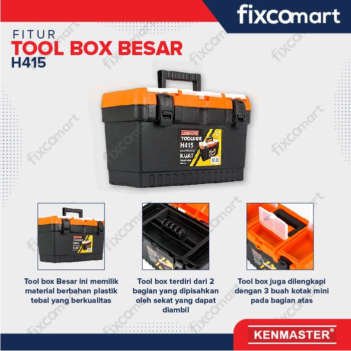 Kenmaster H415 Toolbox Besar Kotak Penyimpanan Perkakas