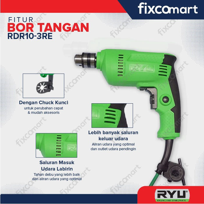 RYU Mesin Bor Ryu Rdr 10-3 Re 10 Mm / Mesin Bor 370 W
