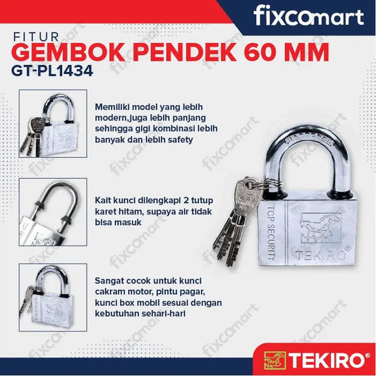 Kunci Gembok Tekiro Pendek 60 mm FIXCOMART
