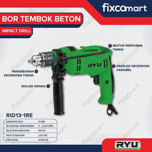 Ryu Impact Drill / Mesin Bor Tembok Beton Rid 13 - 1 Re