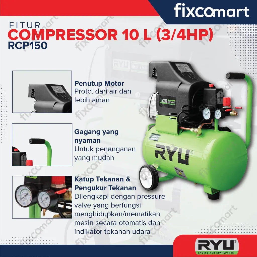 RYU Compressor RCP 150 / RYU Mesin Kompresor 1.5 HP FIXCOMART