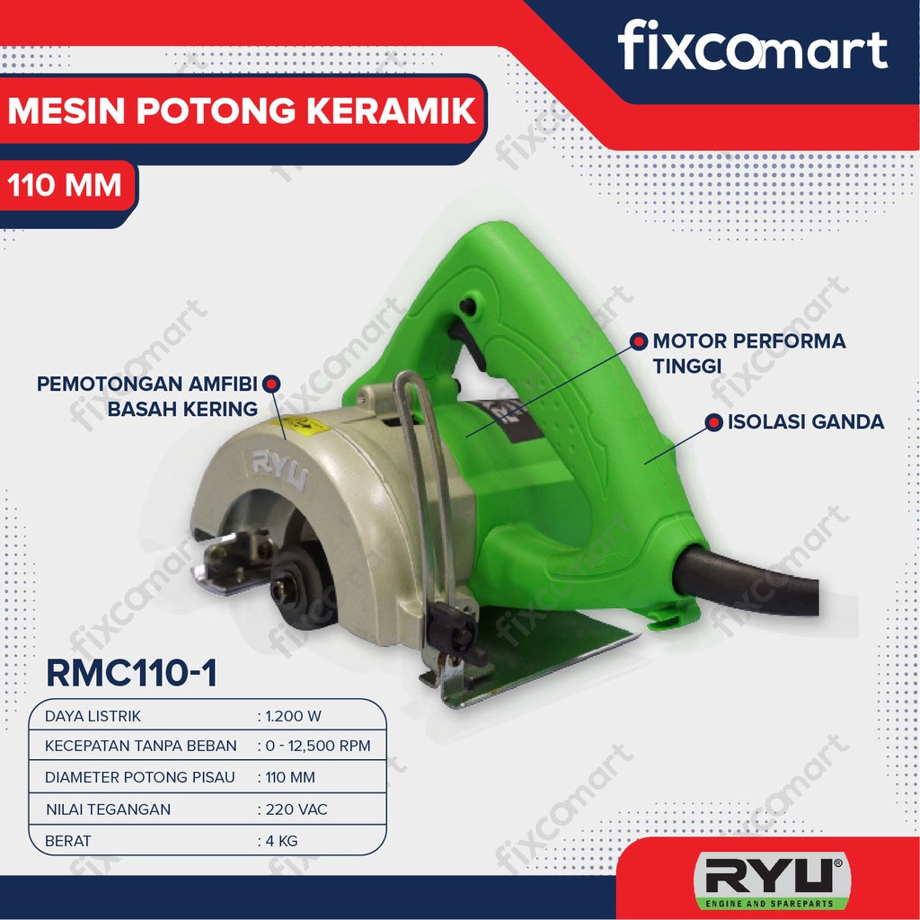RYU Mesin Potong Keramik 1200 W / Ryu Marble Cutter Rmc 110-1