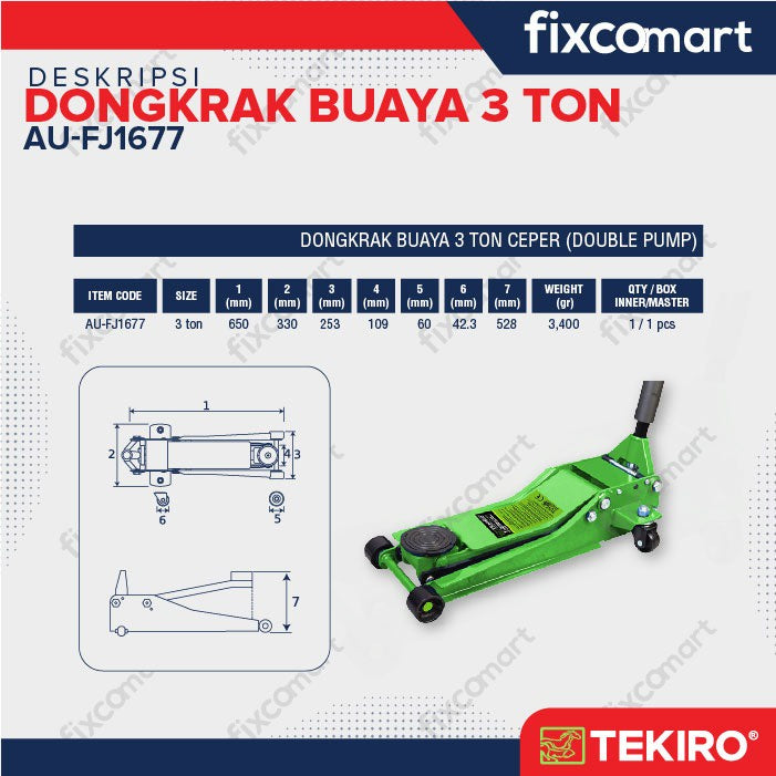 Tekiro Dongkrak Buaya 3 Ton Ceper