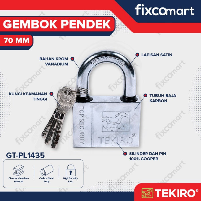 Kunci Gembok Pendek 70 mm / Gembok Tekiro