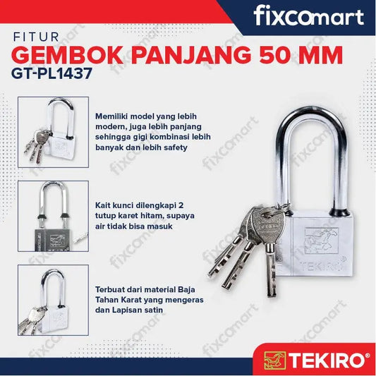 Tekiro Gembok Tipe Kotak Leher Panjang 50 Mm FIXCOMART