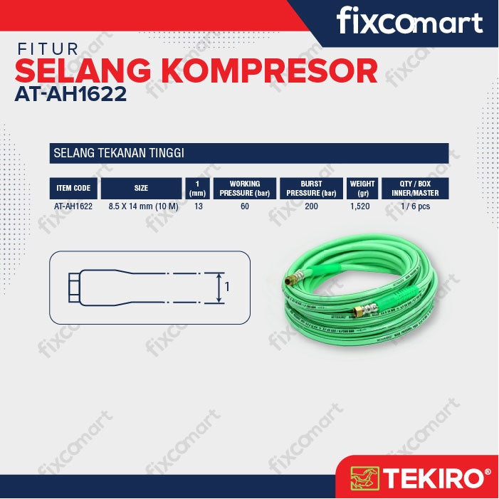 Tekiro Air Hose Compressor 8.5 X 14 Mm X 10 M / Selang Kompresor
