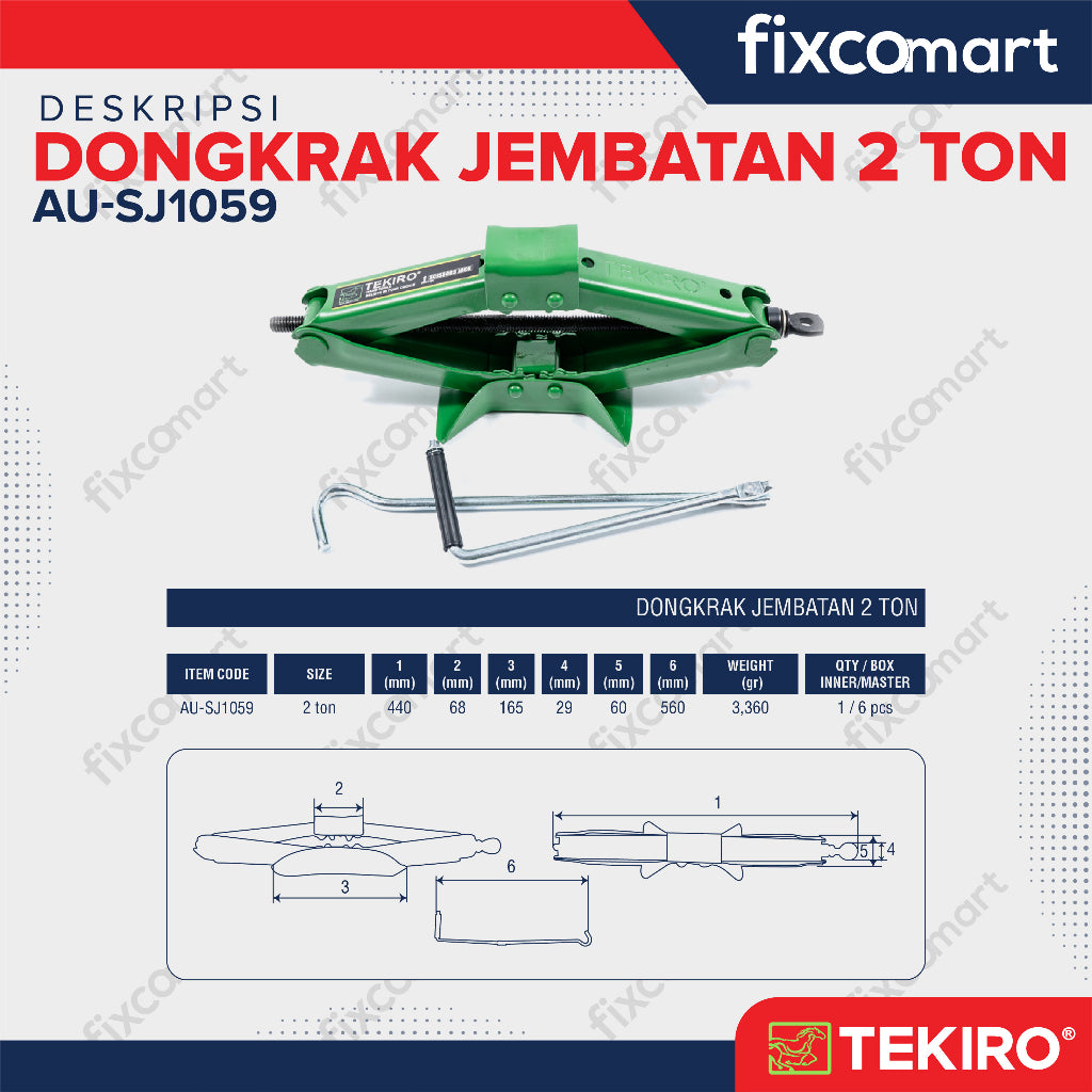 Tekiro Dongkrak Jembatan 2 Ton / Tekiro Scissor Jack Automotive