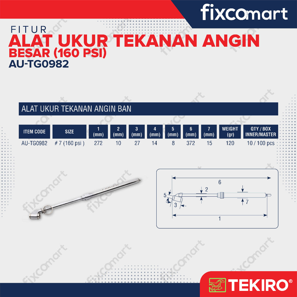 Tekiro Ukur Tekanan Angin 160 Psi / Tekiro Tire Gauge Big