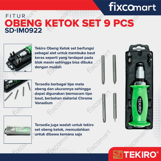 Tekiro Impact Driver / Obeng Ketok Set 9 Pcs FIXCOMART