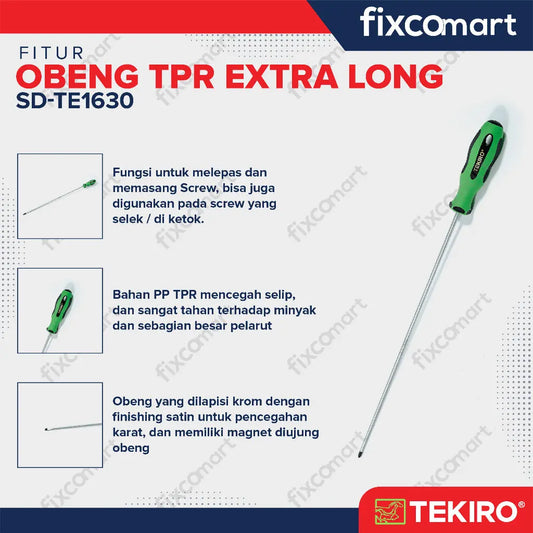 Tekiro Obeng Plus TPR Panjang / Obeng Kembang FIXCOMART