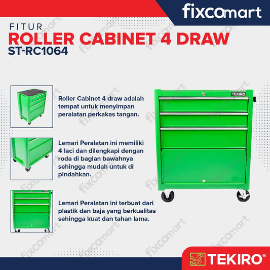 Tekiro Roller Cabinet 4 Draw / Kontak Penyimpanan Perkakas FIXCOMART