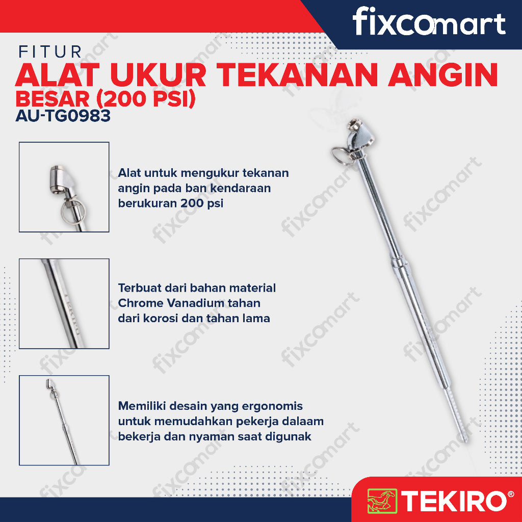 Tekiro Tire Gauge Big 200 Psi / Tekiro Alat Ukur Tekanan Angin Besar