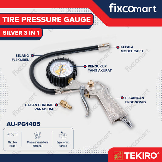 Tekiro Isi Angin 3 Fungsi 220 Psi / Tekiro Tire Pressure Gauge 3 In 1