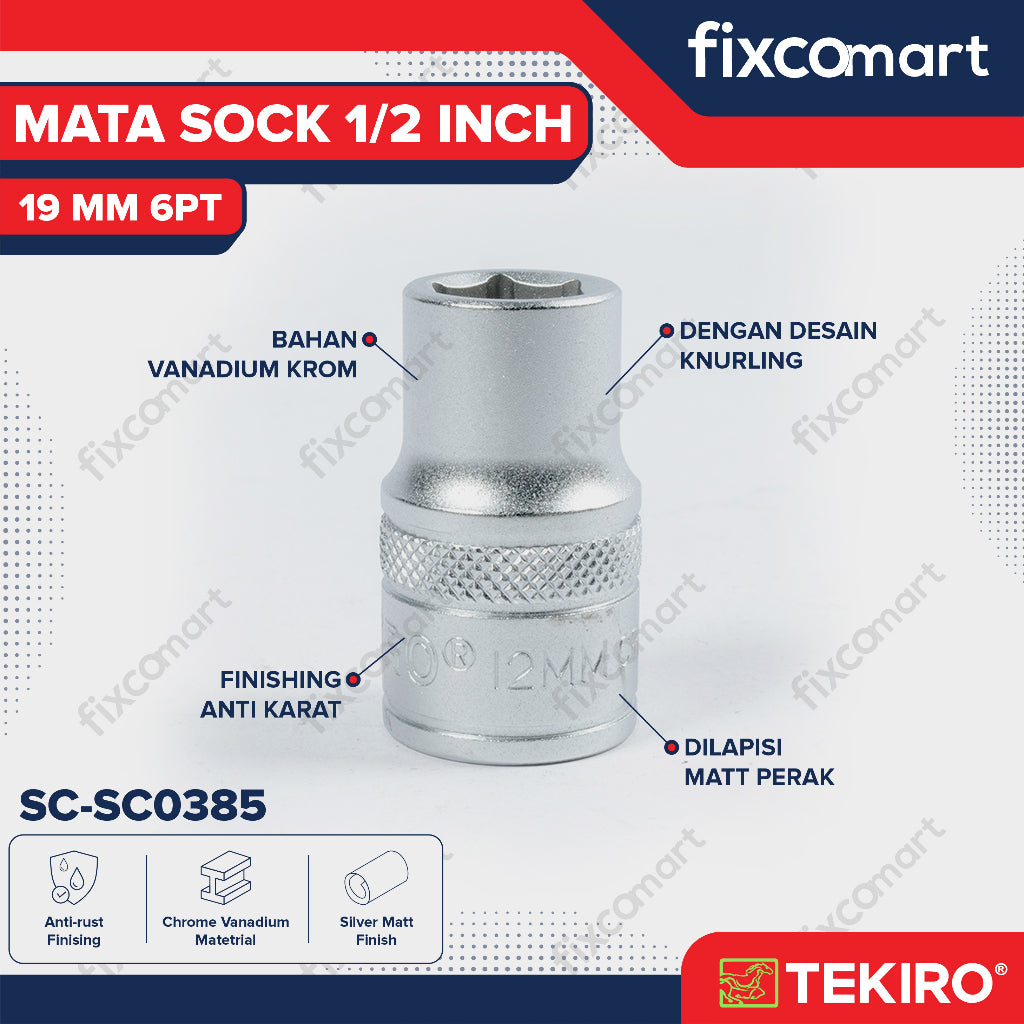 Tekiro Mata Sock 1/2 Inch 19 mm 6PT