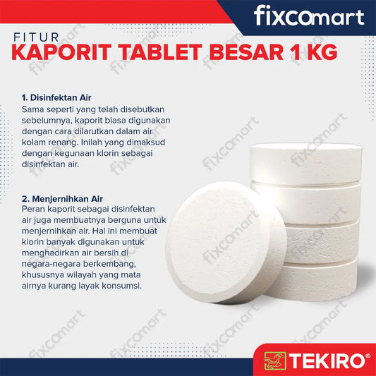 Kaporit Tablet Besar TCCA 90% Chlorine Klorin Penjernih Air 1KG FIXCOMART