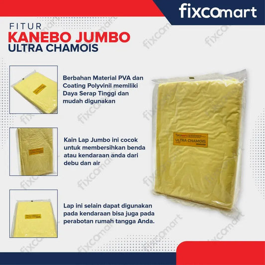 CHAIMOS Lap Kanebo Chamois Jumbo Besar 100% Asli Us / Kain Lap 43 X 64 Cm FIXCOMART