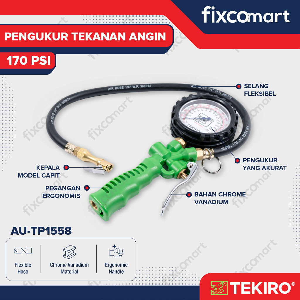 Tekiro Pengukur Tekanan Angin 170 Psi / Tire Pressure Gauge