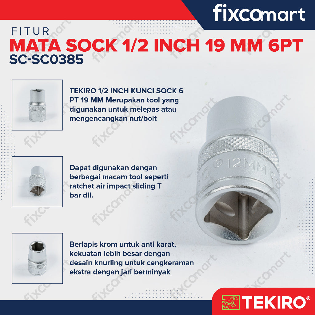 Tekiro Mata Sock 1/2 Inch 19 mm 6PT