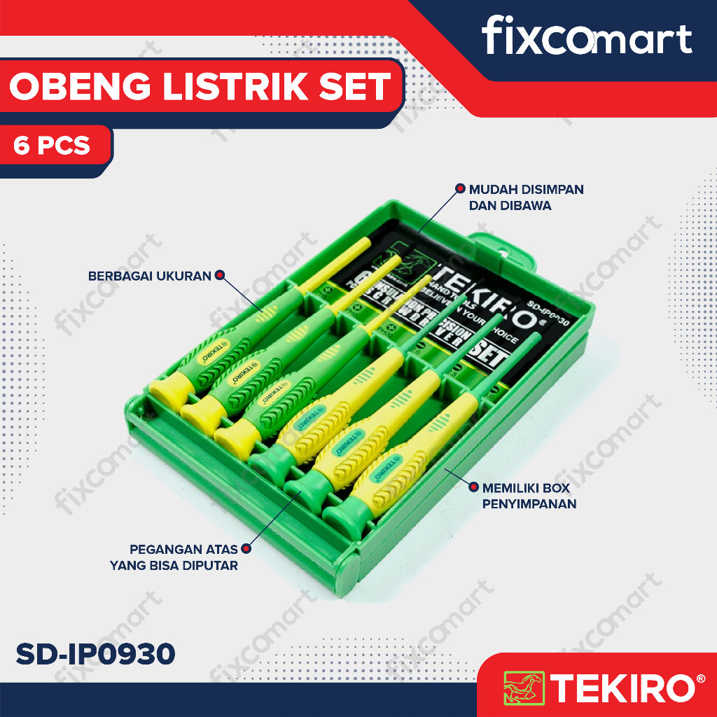 Tekiro Obeng Set Listrik Presisi 6 Pcs / Obeng Presisi / Obeng Listrik