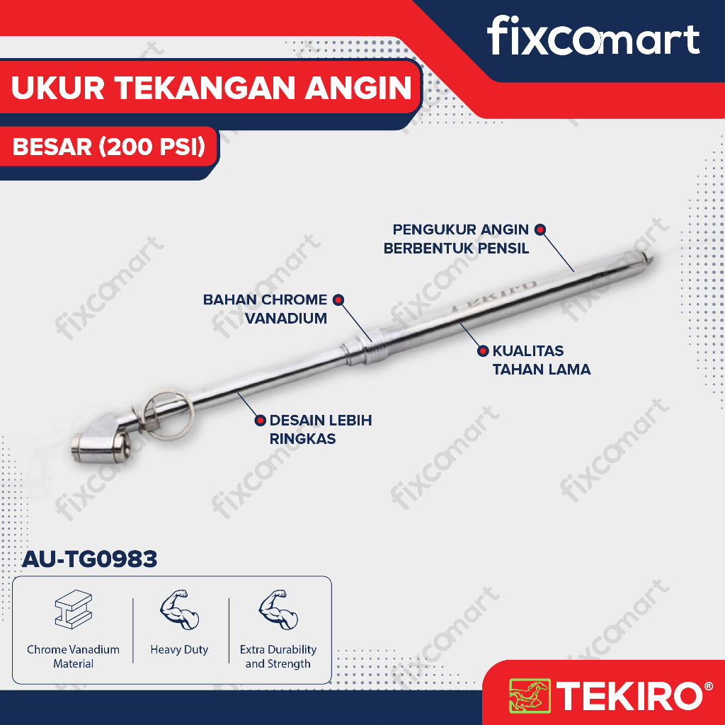 Tekiro Tire Gauge Big 200 Psi / Tekiro Alat Ukur Tekanan Angin Besar