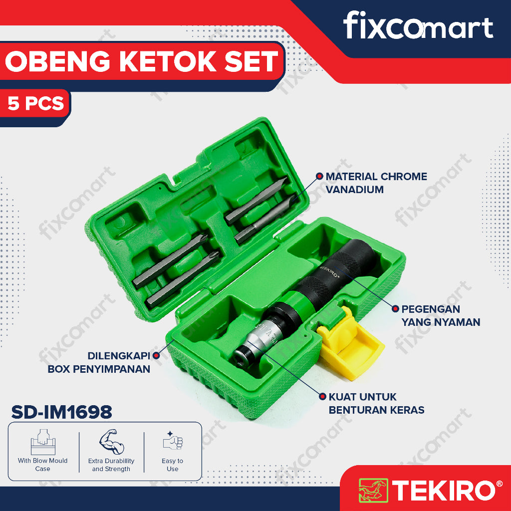 Tekiro Obeng Ketok Set 5 Pcs Box Pe / Tekiro Obeng Pukul Set Box Plastik