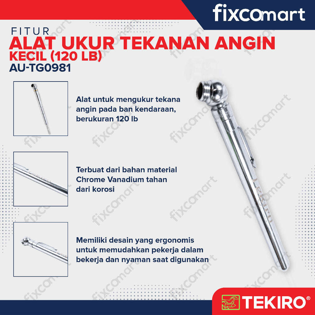 Tekiro Tire Gauge Small 120 Psi / Tekiro Ukur Tekanan Angin