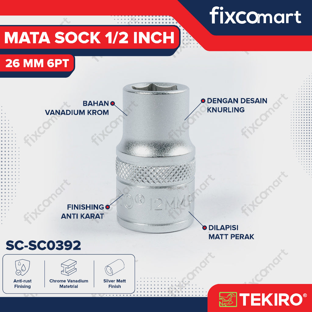 Tekiro Mata Sock 1/2 Inch 26 mm 6PT