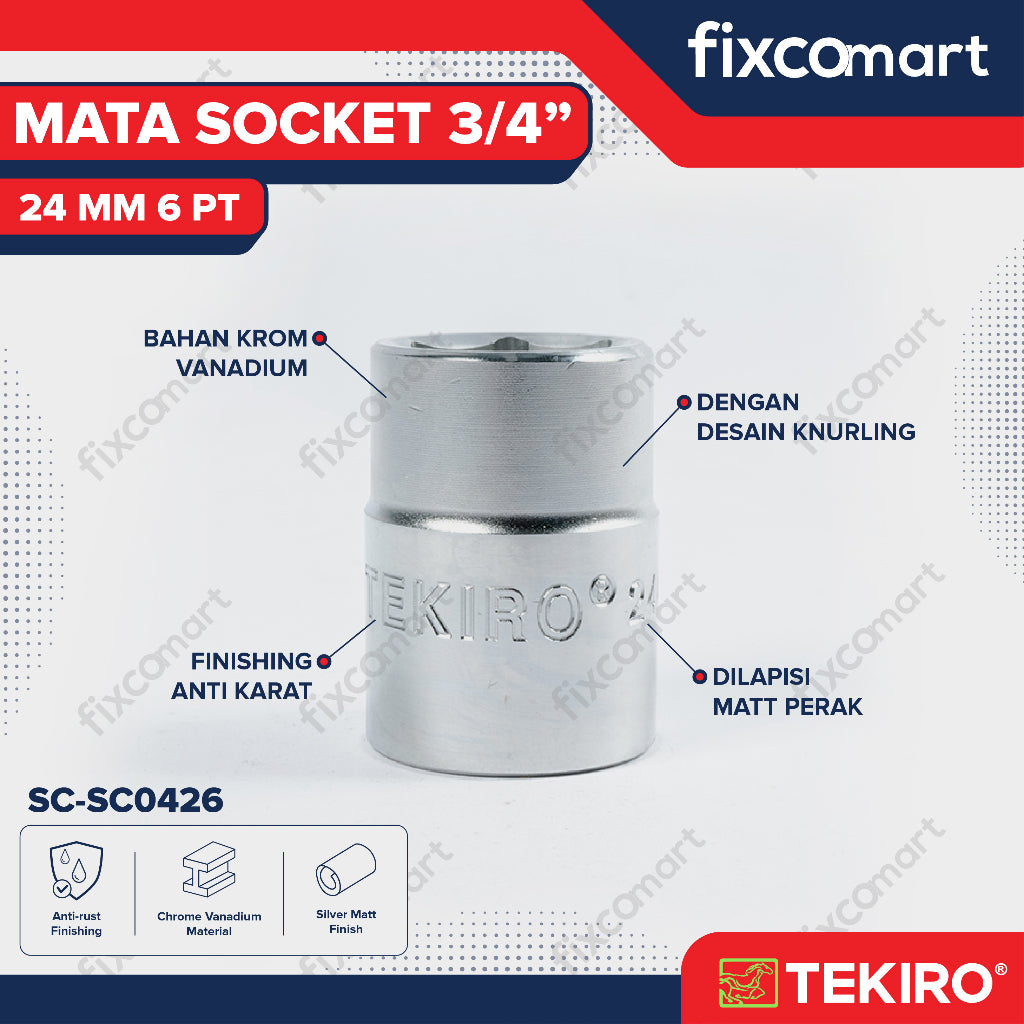 Tekiro Socket 3/4 inch 24 mm 6 PT / Mata Sock 3/4 Inch