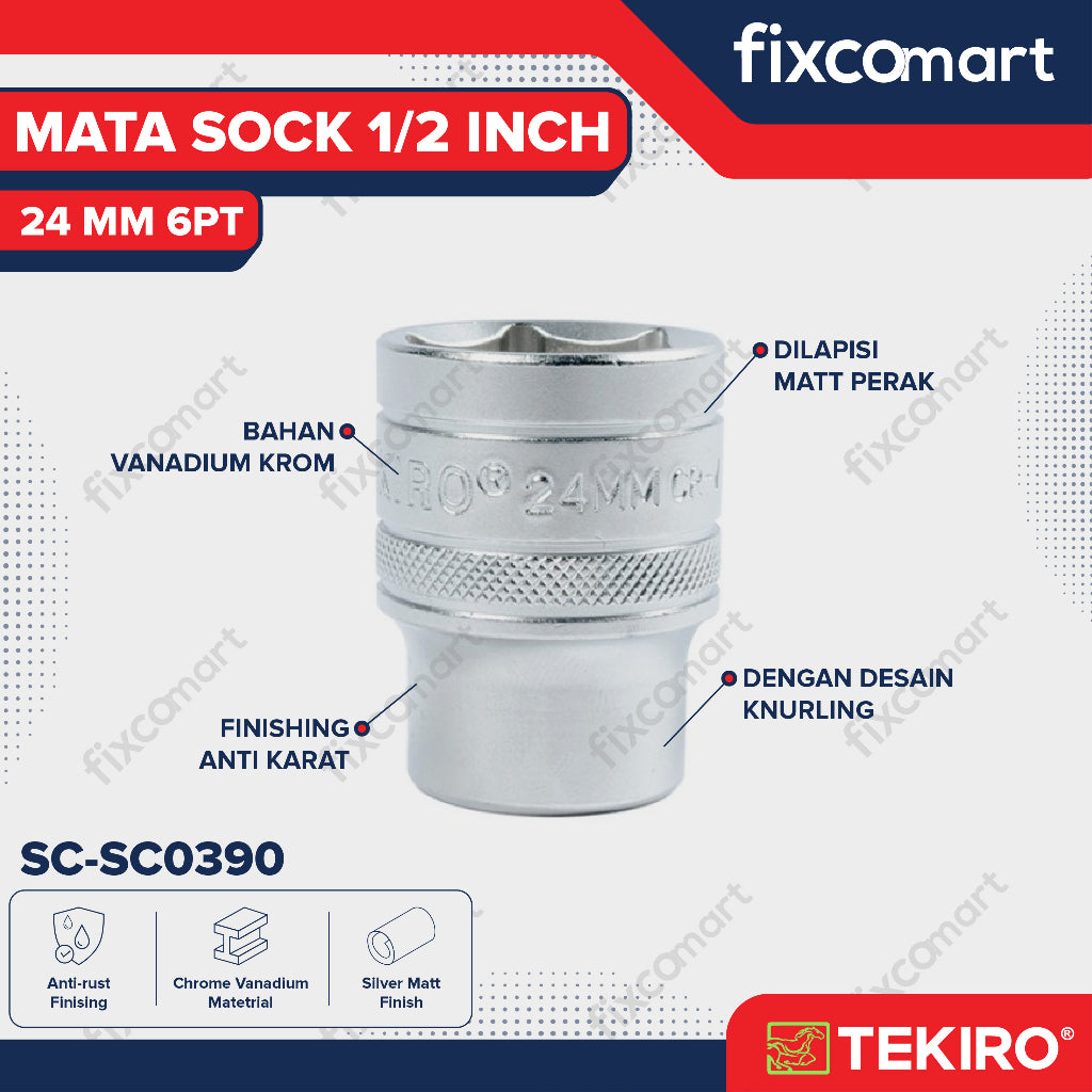 Tekiro Mata Sock 1/2 Inch 24 mm 6PT