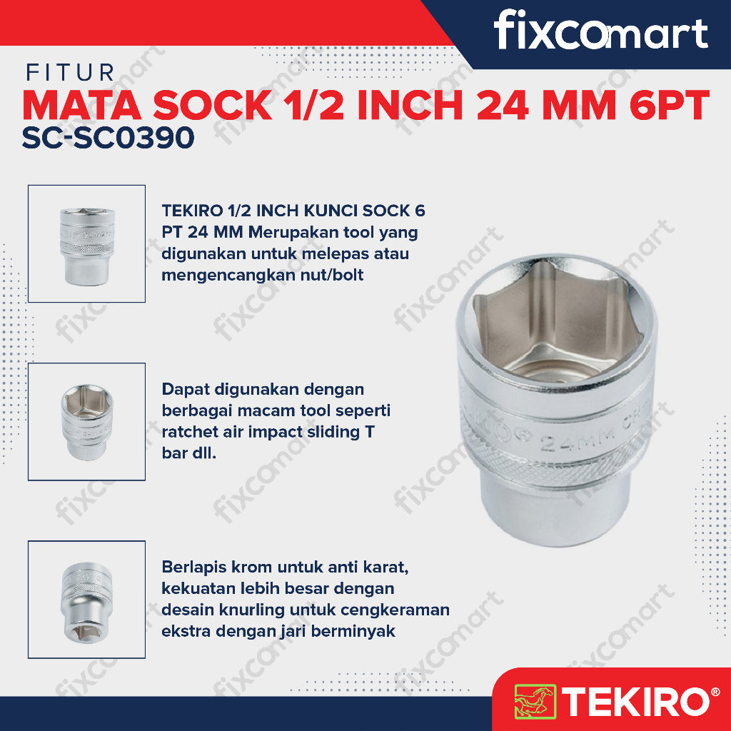 Tekiro Mata Sock 1/2 Inch 24 mm 6PT