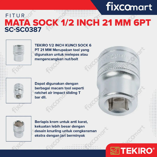 Tekiro Mata Sock 1/2 Inch 21 mm 6PT FIXCOMART