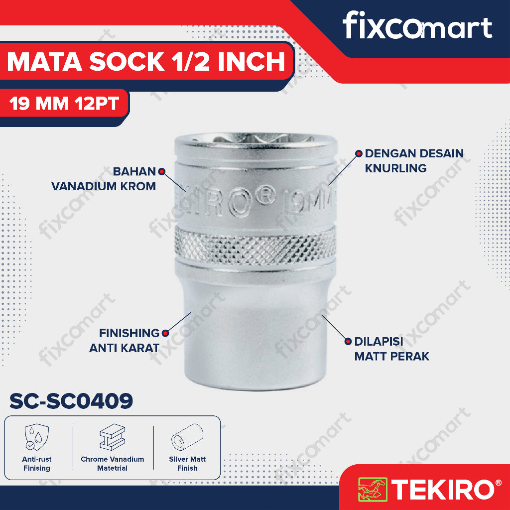 Tekiro Mata Sock 1/2 Inch 19 mm 12 PT / Tekiro Mata Socket