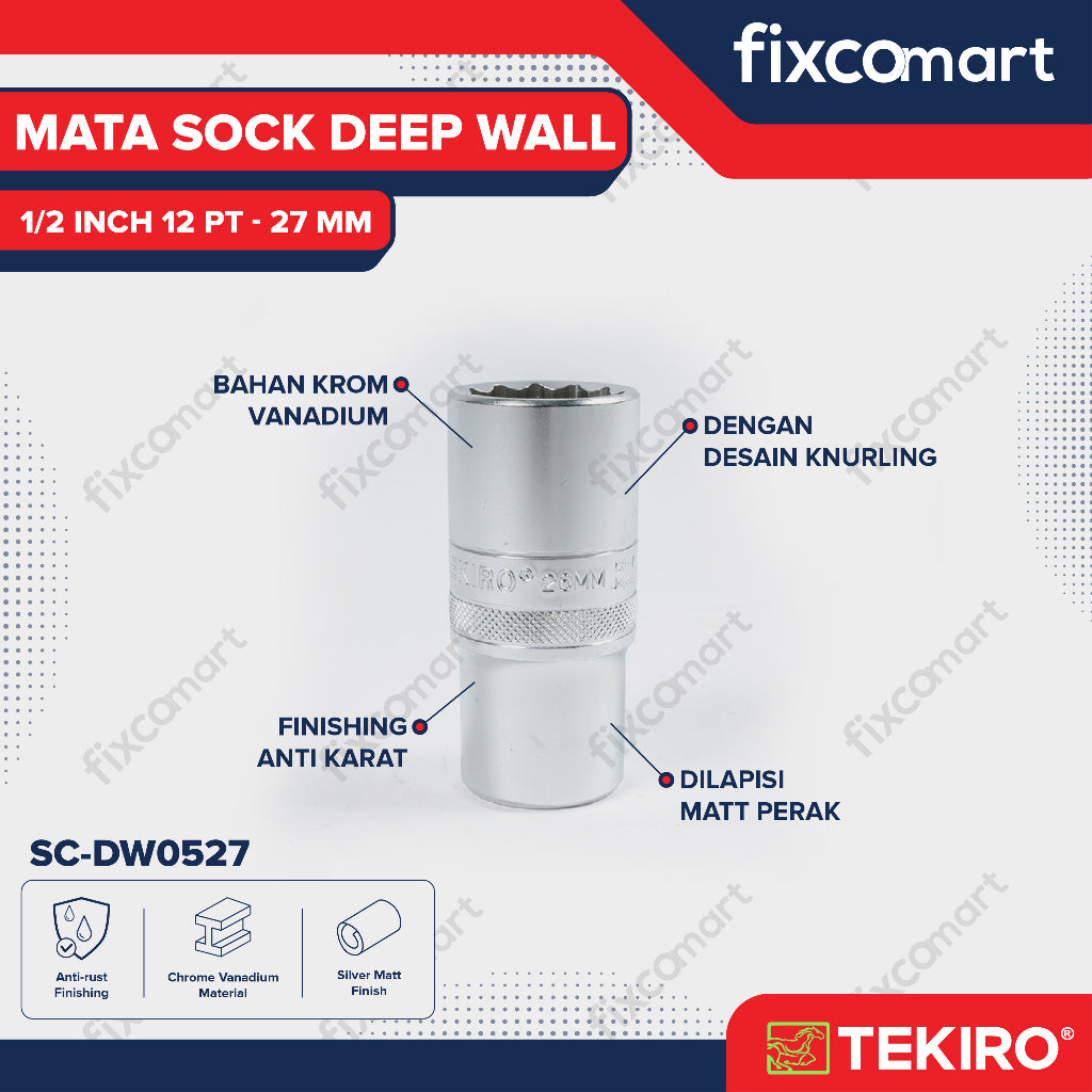 Tekiro Mata Sock Deep Wall 1/2 Inch 12PT 27 mm