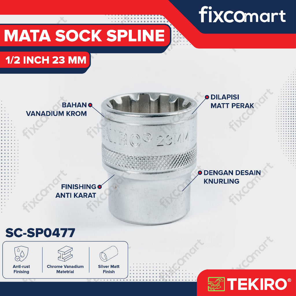 Tekiro Mata Sock Spline 1/2 Inch 23 mm / Tekiro Spline Socket