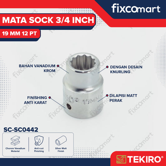 Tekiro Socket 3/4 inch 19 mm 12 PT / Mata Sock 3/4 Inch
