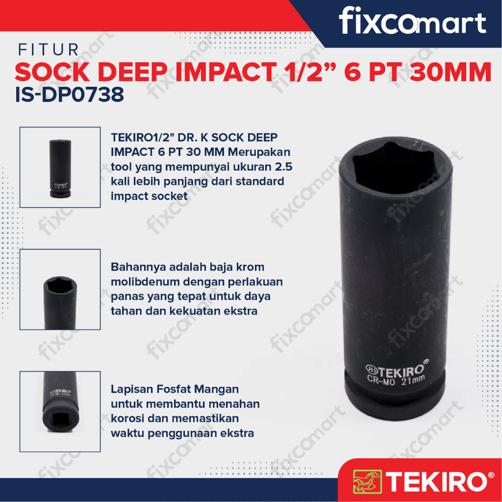 TEKIRO Mata Sock Deep Impact 1/2 inch DR 6 PT 30 mm