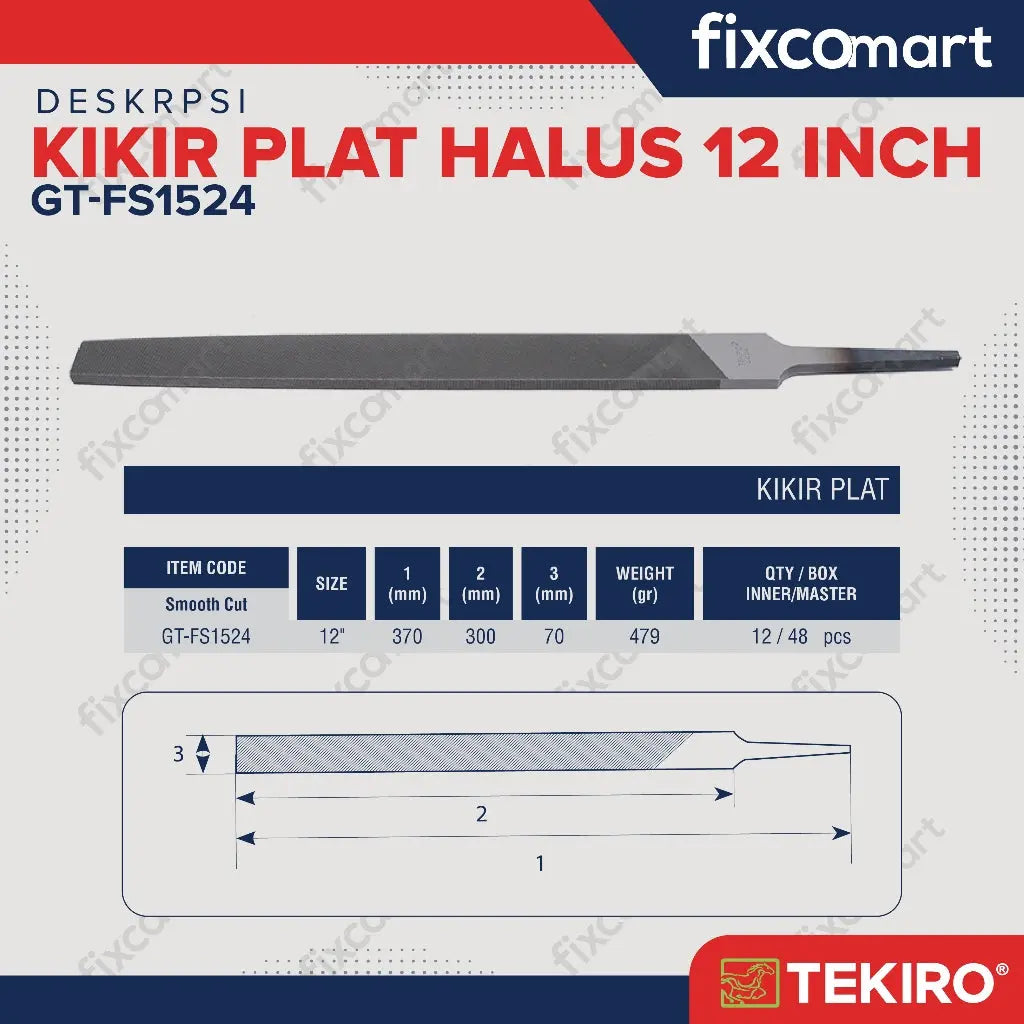 Tekiro Kikir Plat 12 Inch Halus FIXCOMART
