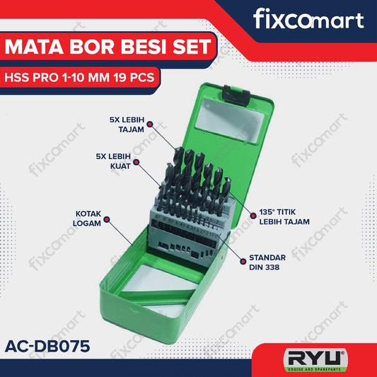Ryu Hss Pro / Ryu Mata Bor Besi Set 1-10 Mm 19 Pcs