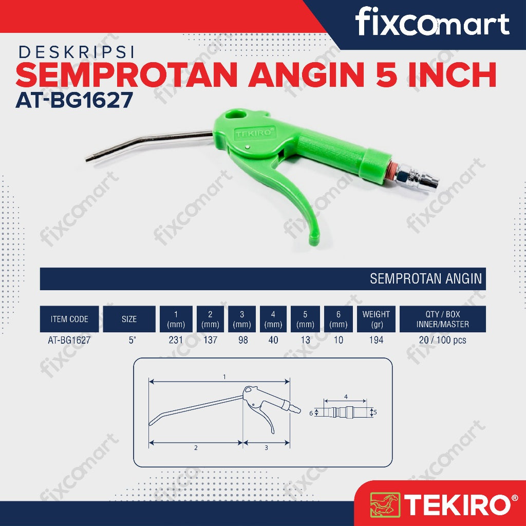 Tekiro Air Blow Gun 5 Inch / Alat Semprot Debu