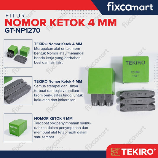 TEKIRO Angka Ketok 4 mm / Tekiro Nomer Ketok 4 mm