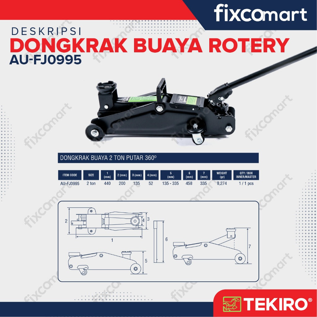 Tekiro Dongkrak Buaya Putar & Tekiro Kunci Roda Palang