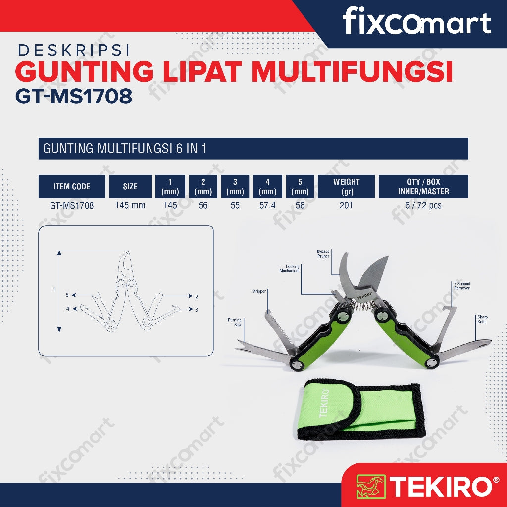 Tekiro Gunting Lipat Multifungsi 6 In 1
