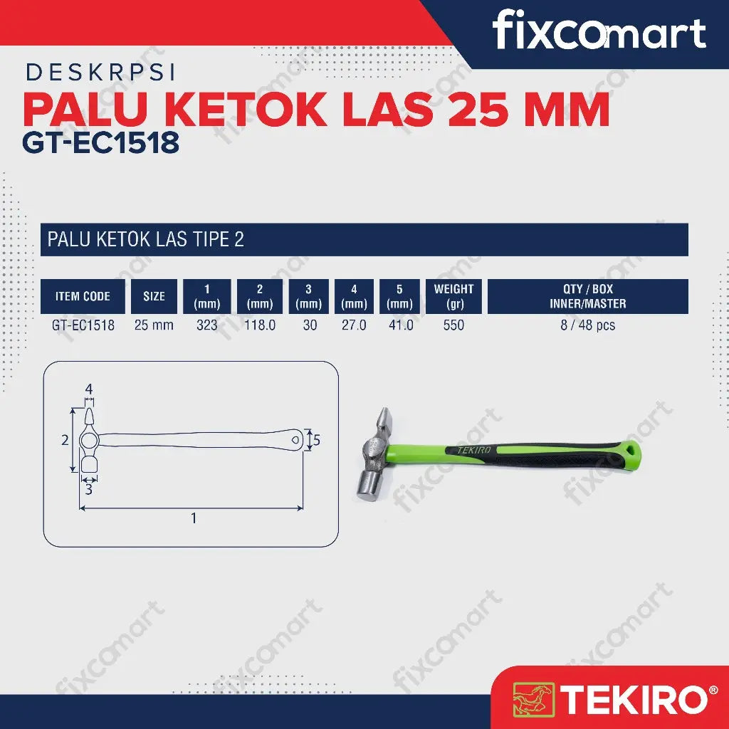 Tekiro Palu Ketok Las 25 mm / Palu Las FIXCOMART