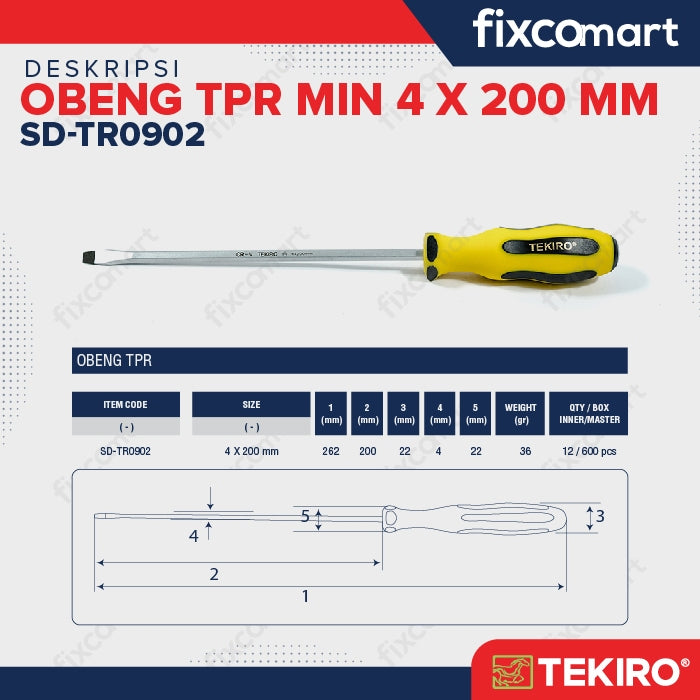 TEKIRO Obeng TPR (-) 4 X 200 mm