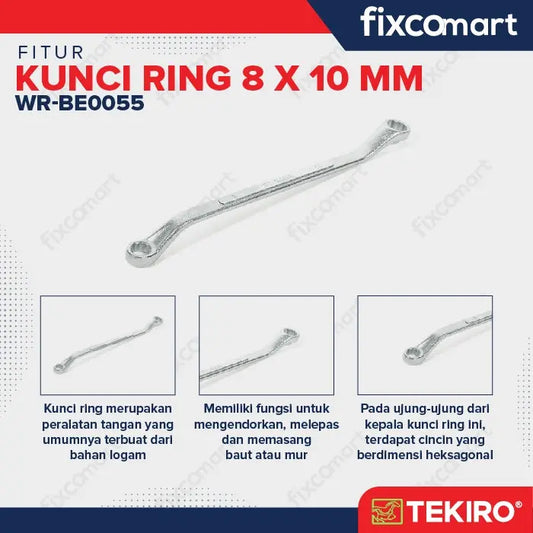 TEKIRO Kunci Ring 8 X 10 Mm FIXCOMART
