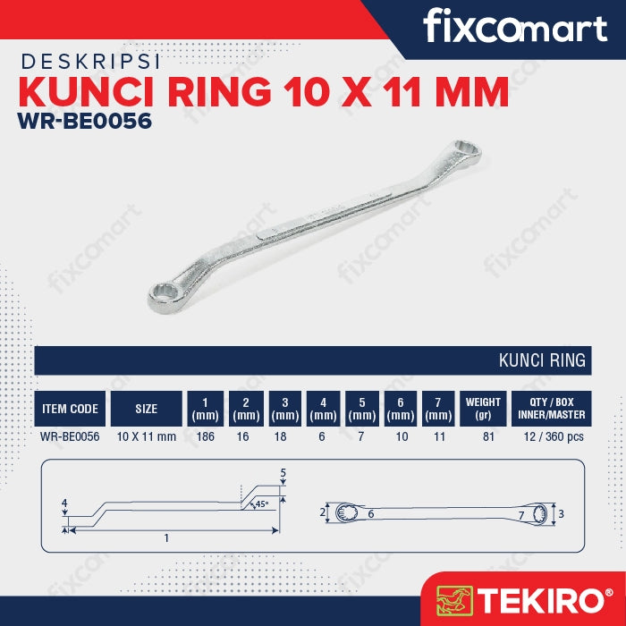 Tekiro Box End Wrench / Tekiro Kunci Ring10 X 11 MM