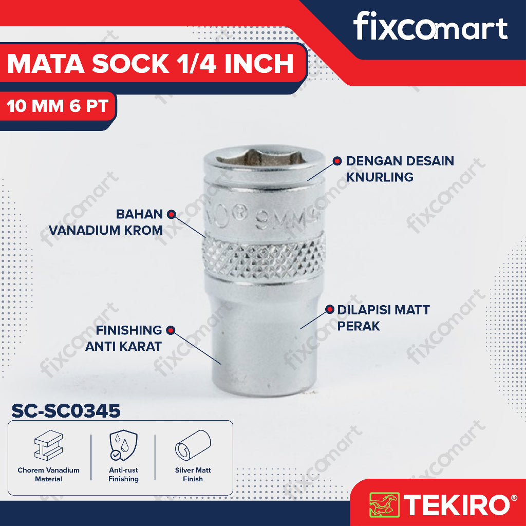 Tekiro Socket 1/4 Inch 10 mm / Mata Socket 1/4"