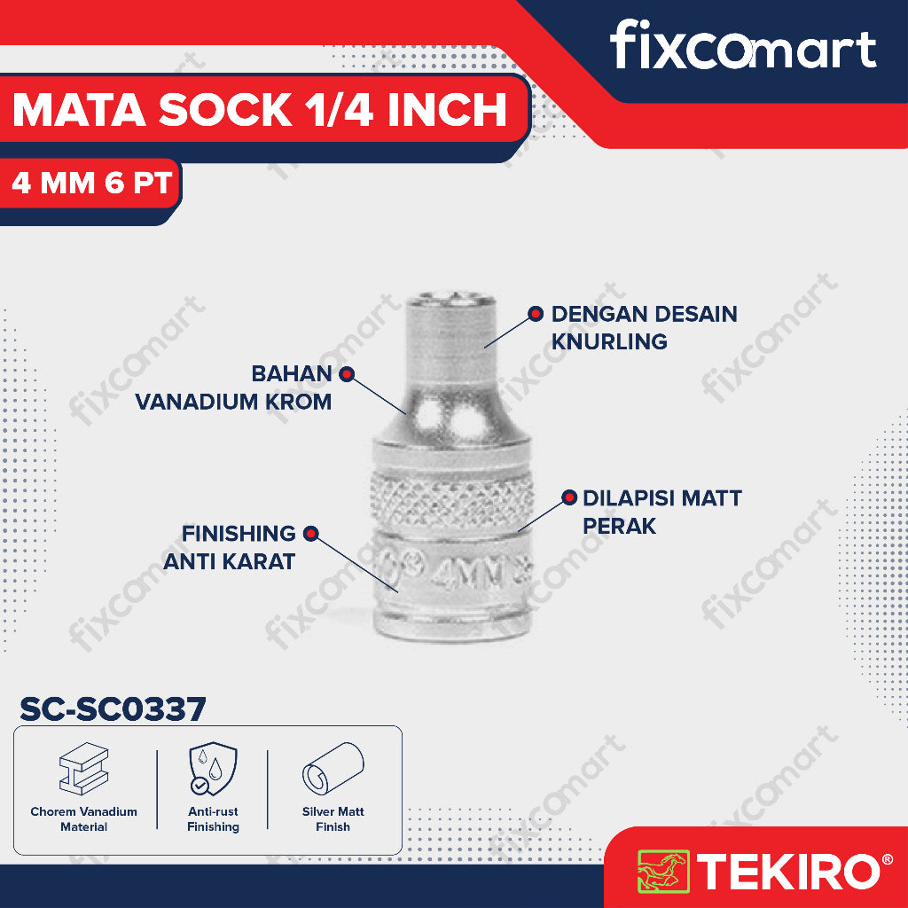 Tekiro Socket 1/4" 4 mm / Mata Socket 1/4 Inch