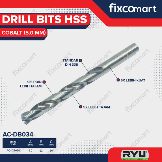 Ryu Hss Cobalt 5.0 Mm / Mata Bor Stainless